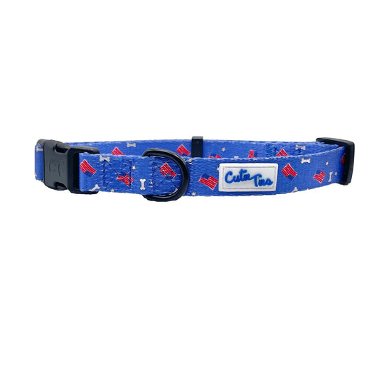 Red, White and Bones American Flag USA Dog Collar