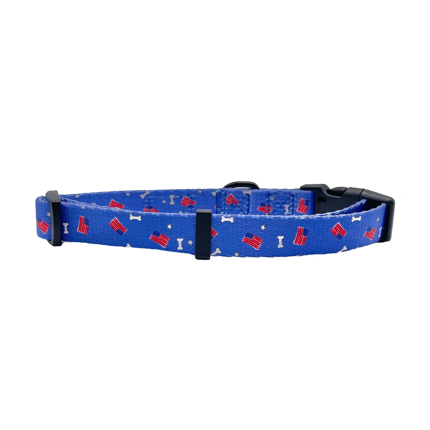 Red, White and Bones American Flag USA Dog Collar
