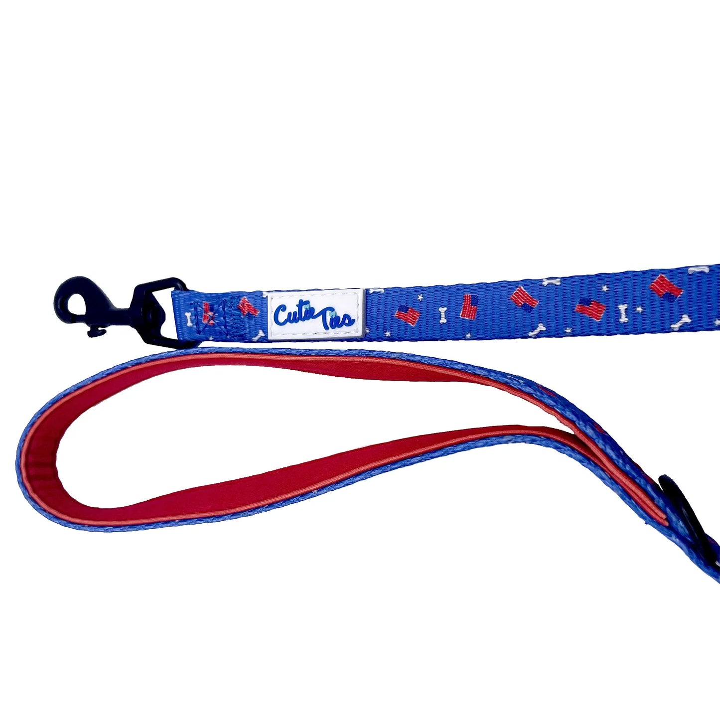 Red, White and Bones American Flag USA Dog Leash