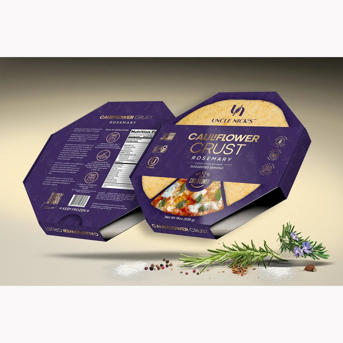 Cauliflower Crust - Rosemary - Wholesale Case (12, two-packs)