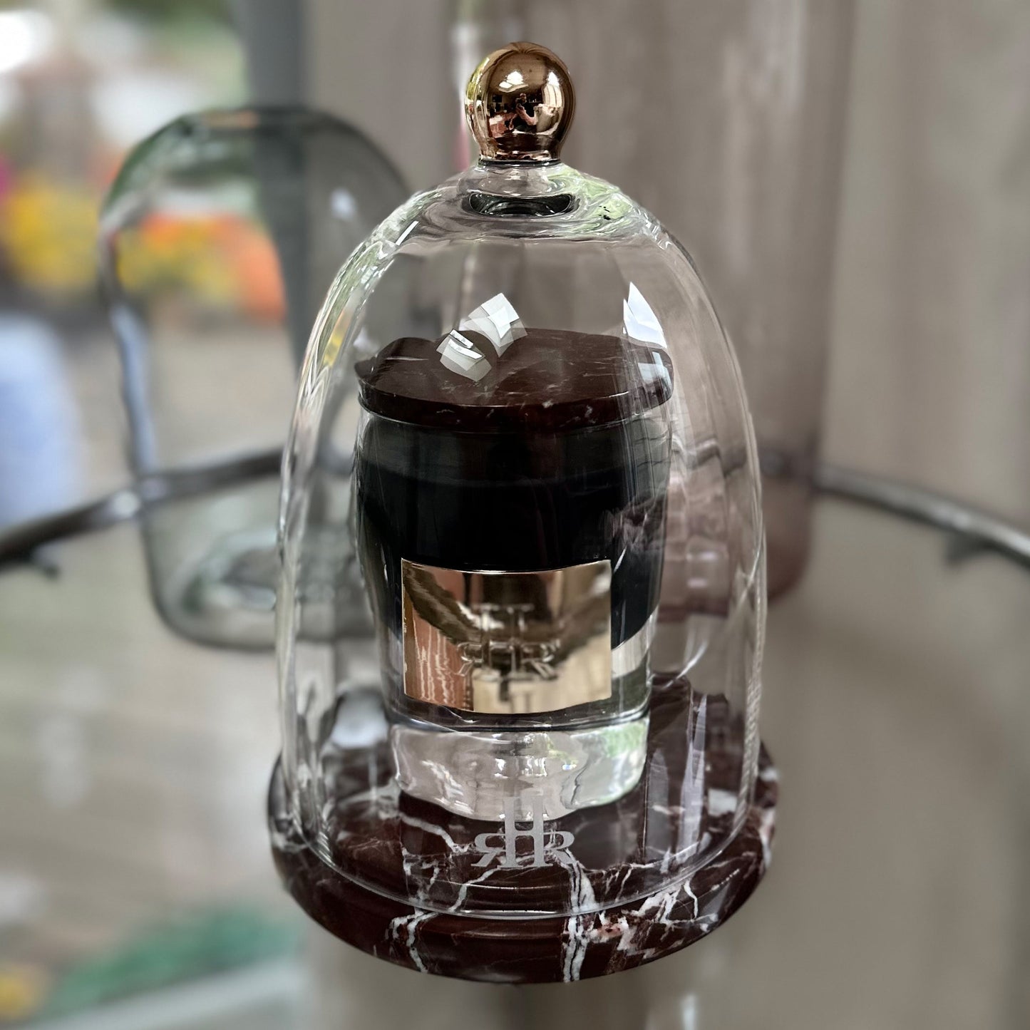 Luxury Crystal Cloche With Rosso Levanto Marble