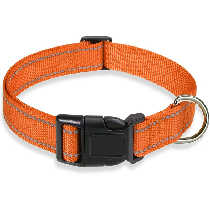 Reflective Adjustable Nylon Dog Collar Strap – Safety Traction Rope