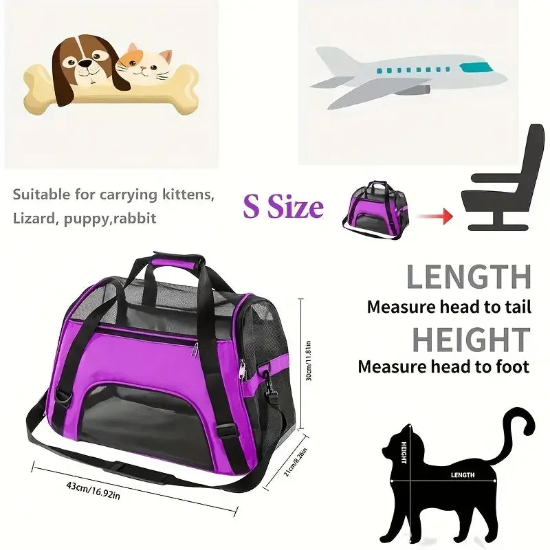 Portable Dog & Cat Travel Carrier – Breathable Mesh Pet Handbag