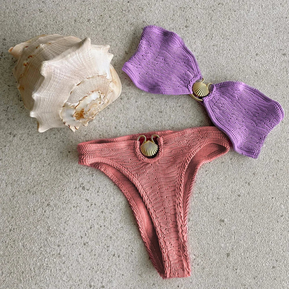 Shell Bae Two-Piece Swimsuit for Women - Trendy Beachwear