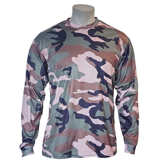 Long Sleeve Camo Print Crew Neck Tee