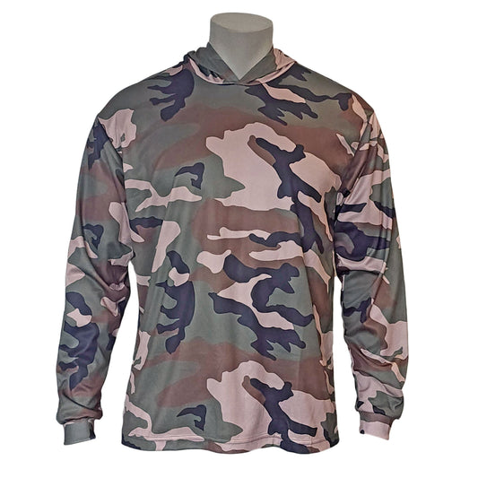Long Sleeve Hunting Camo Hooded Tee – 100% Polyester