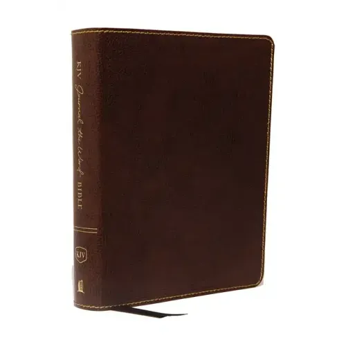 KJV, Journal the Word Bible, Bonded Leather, Brown, Red Letter Edition, Comfort Print: Reflect, Journal, or Create Art Next to Your Favorite Verses