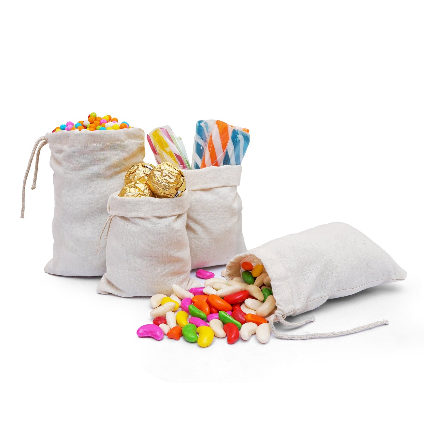 4x6 Inches Reusable Eco-Friendly Cotton Single Drawstring Bags Natural Color