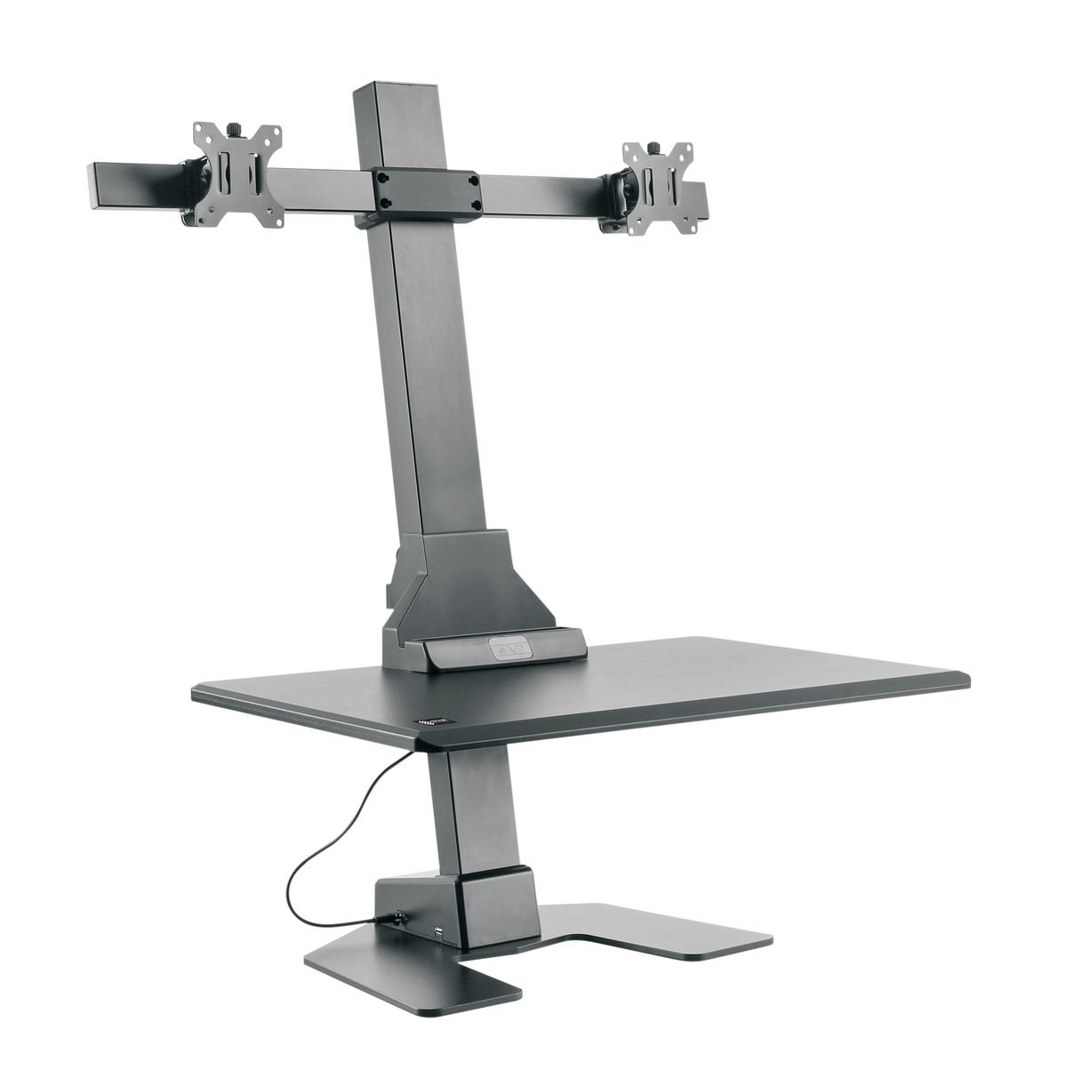 Star Ergonomics Dual Monitor Electric Sit-Stand Workstation, Black, Keyboard Tray, SE05E2WB