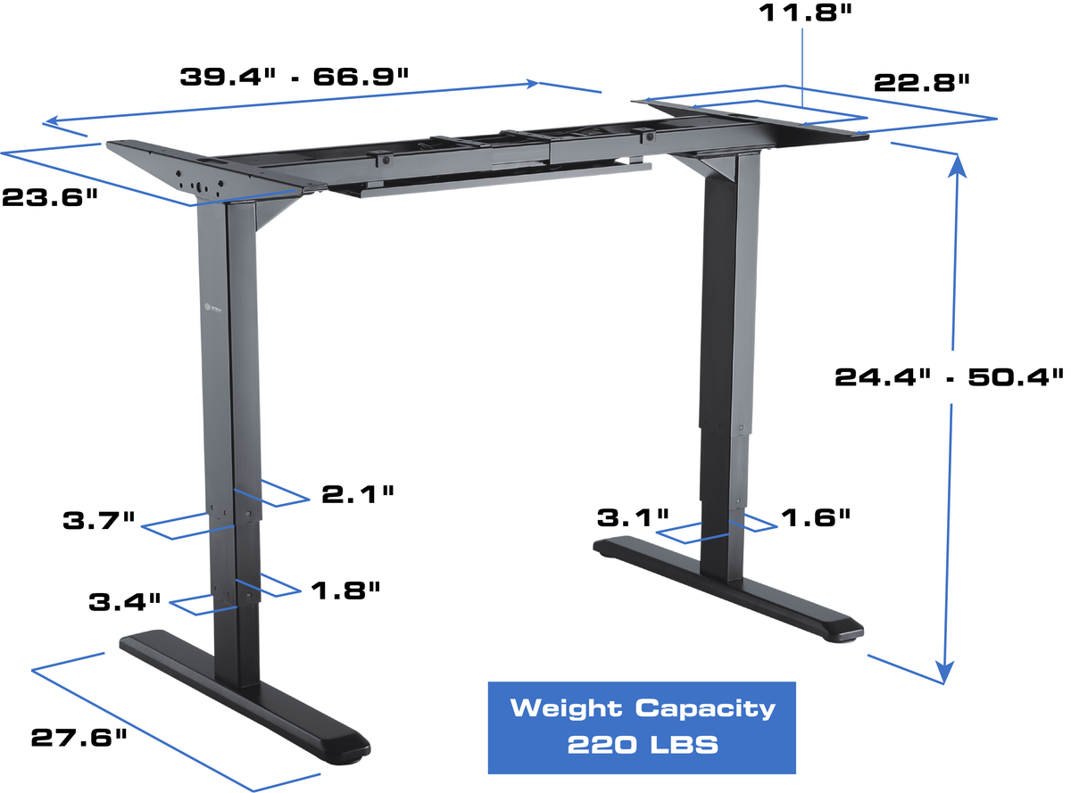 Star Ergonomics 3-Stage Reverse Dual Motor Electric Sit-Stand Desk Frame, Black, Tabletop Not Included, SE06E1FB