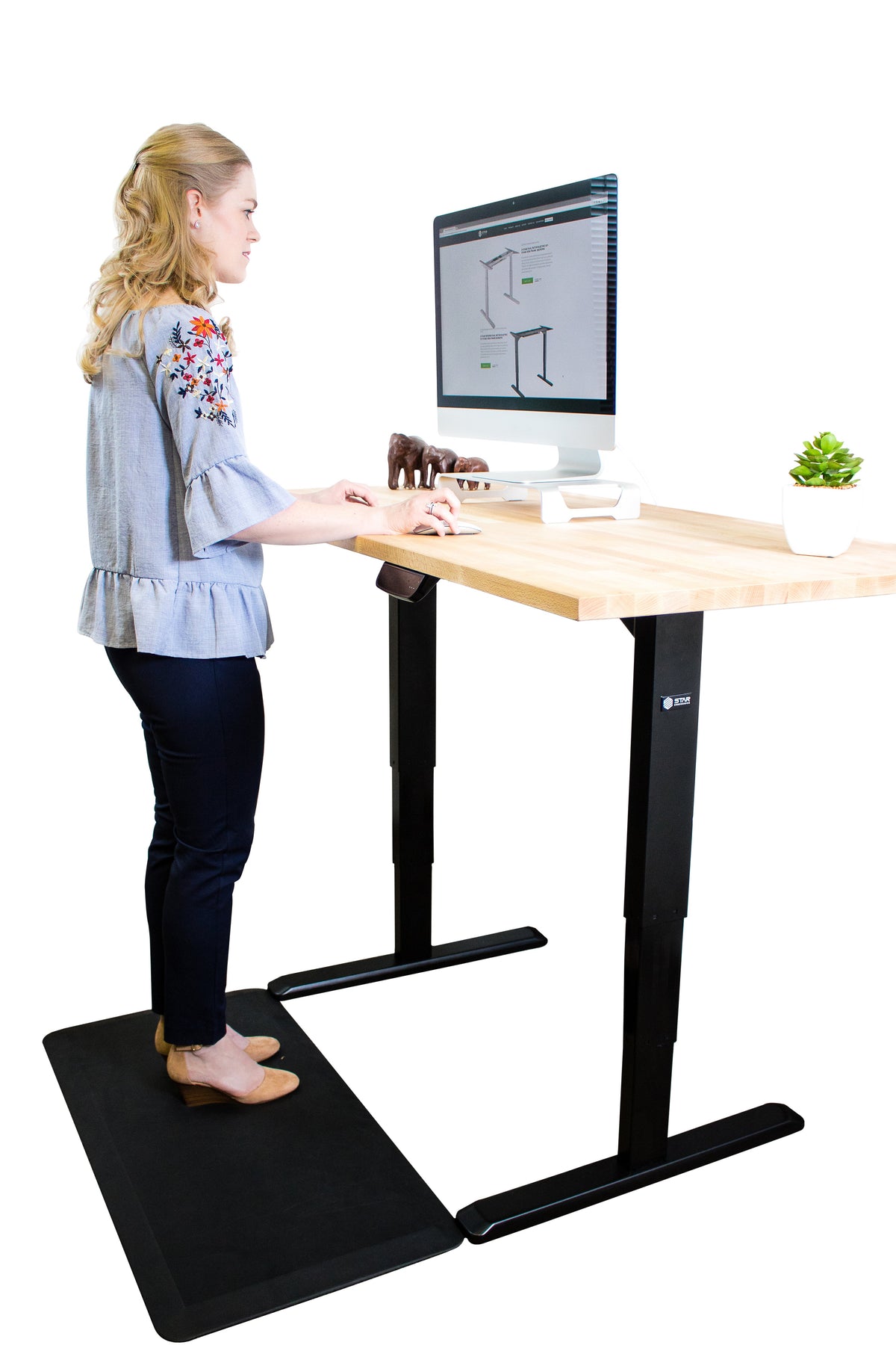 Star Ergonomics 3-Stage Reverse Dual Motor Electric Sit-Stand Desk Frame, Black, Tabletop Not Included, SE06E1FB