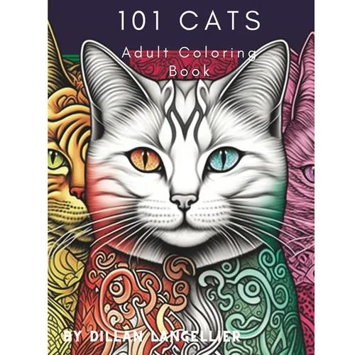 101 Cats Adult Coloring Book