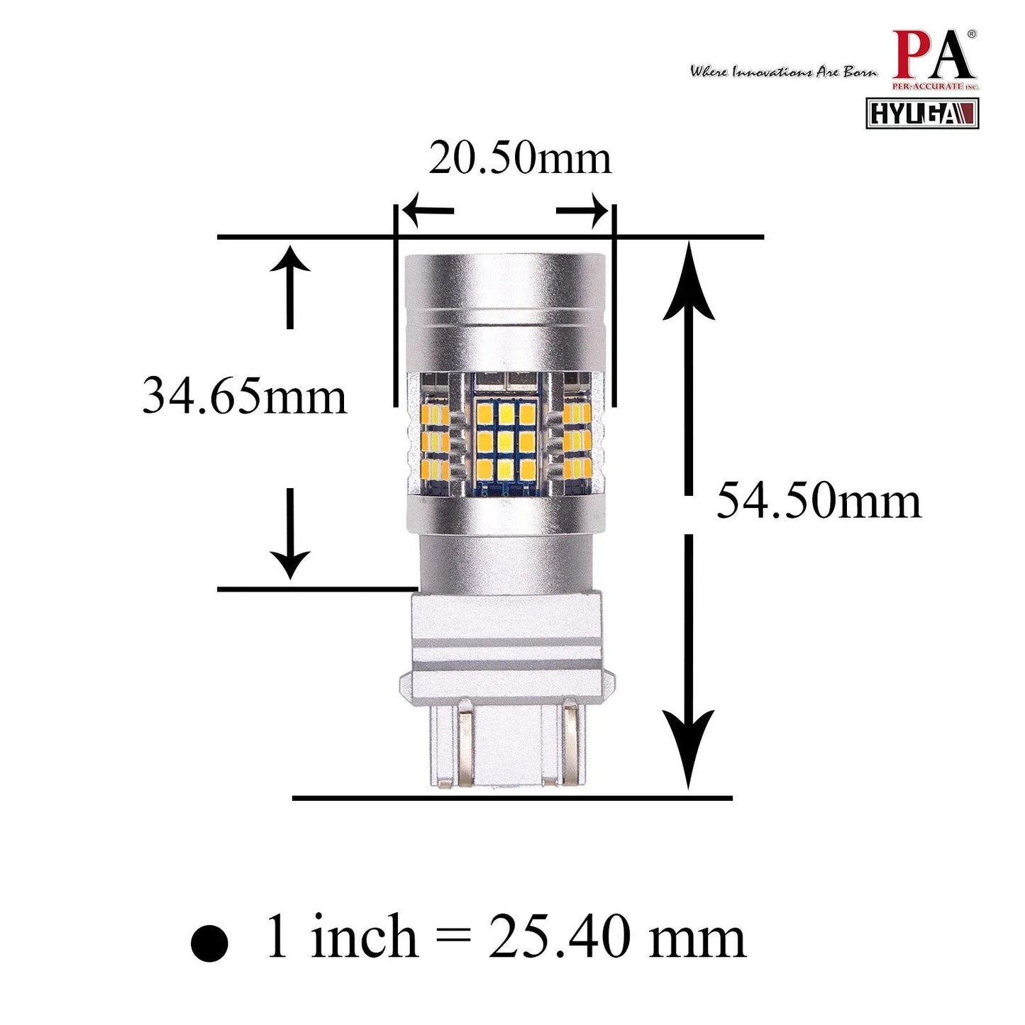 3157 3057 4057 4157 LED Turn Signal Light Anti Hyper Flash CANBUS Error Free Switchback Dual Color Bulb White Amber | G54 Series HYUGA (Pack of 2)