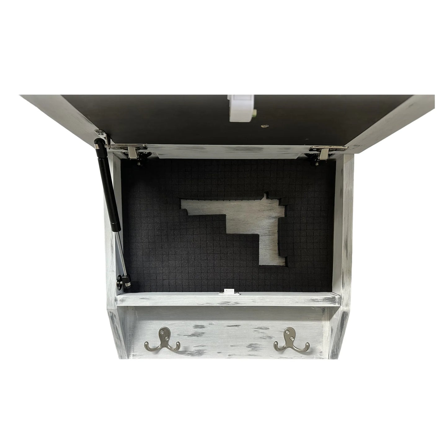 Snowcapped Mountain Scene Wall-Mounted Gun Cabinet – Hidden Lockable Storage with Rustic Charm