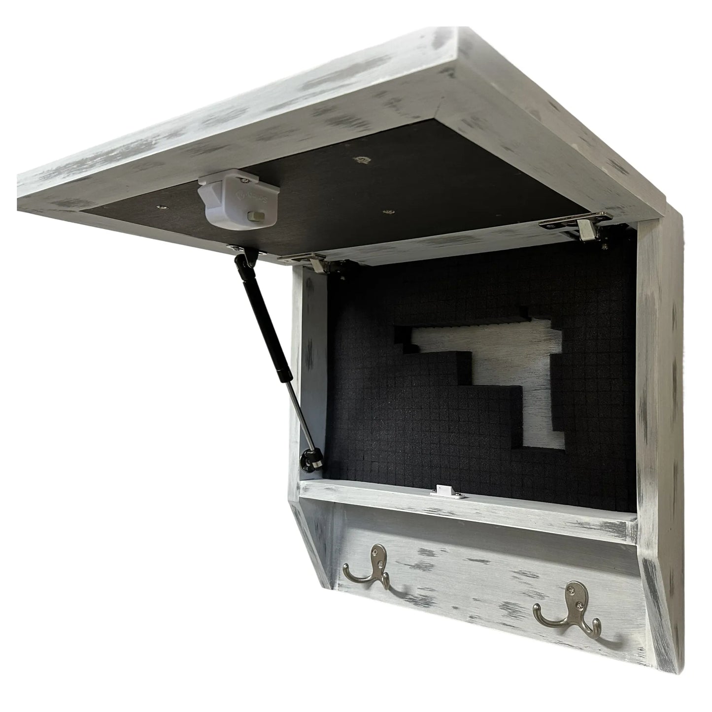 Snowcapped Mountain Scene Wall-Mounted Gun Cabinet – Hidden Lockable Storage with Rustic Charm