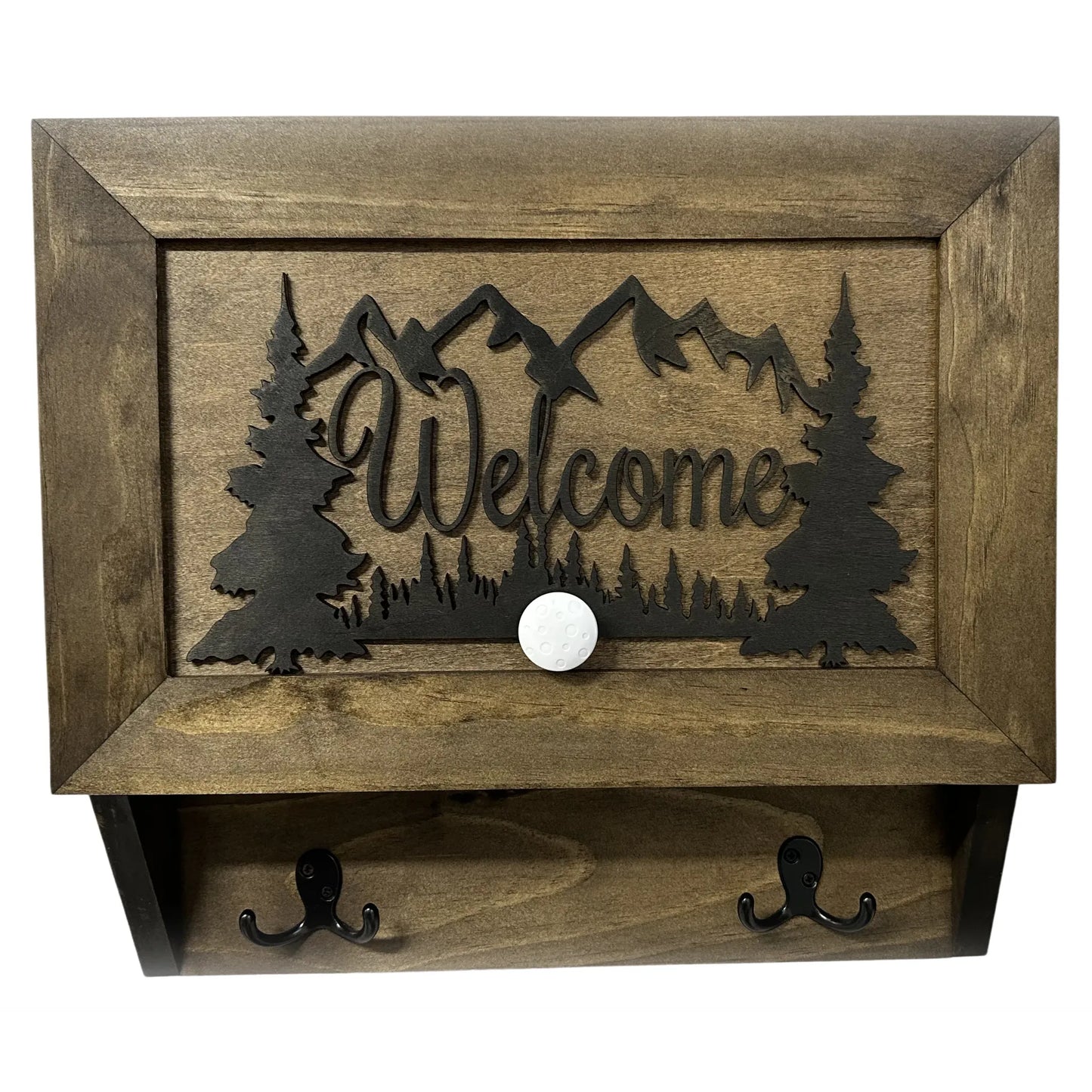 Rustic Mountain Welcome Wall-Mounted Gun Cabinet – Concealed Lockable Storage for Your Home