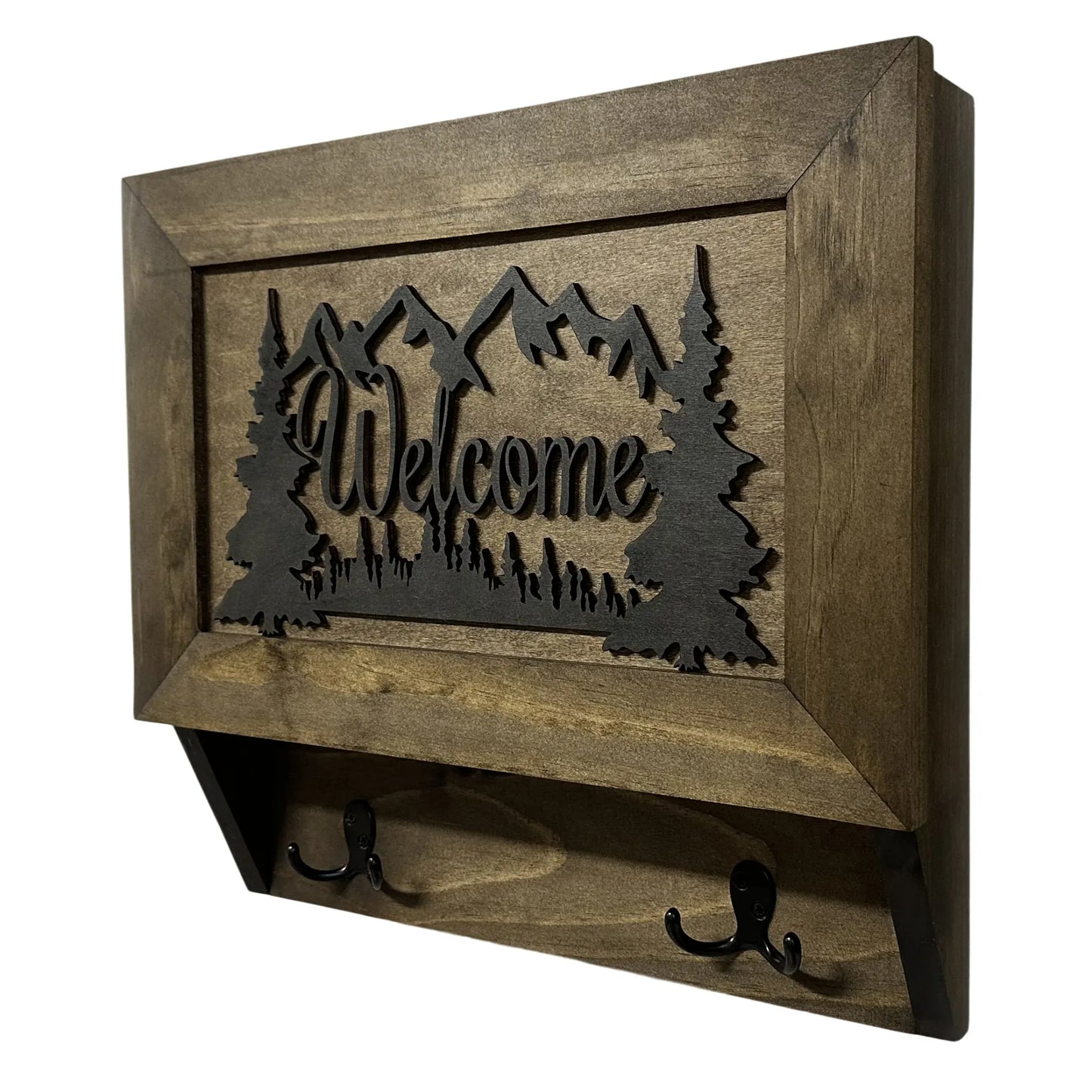 Rustic Mountain Welcome Wall-Mounted Gun Cabinet – Concealed Lockable Storage for Your Home