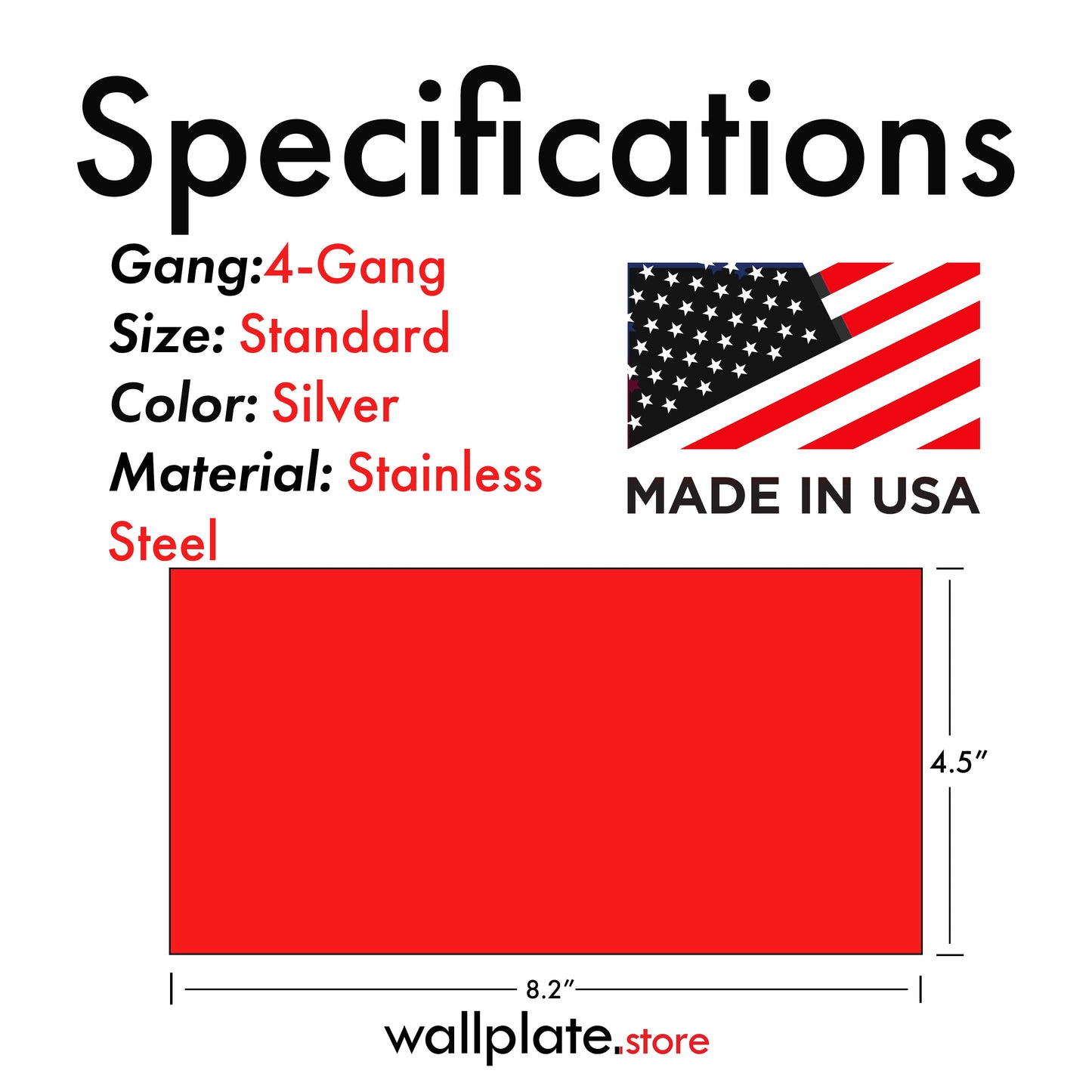 4 Gang Stainless Steel Decora Switch Wall Plate Cover