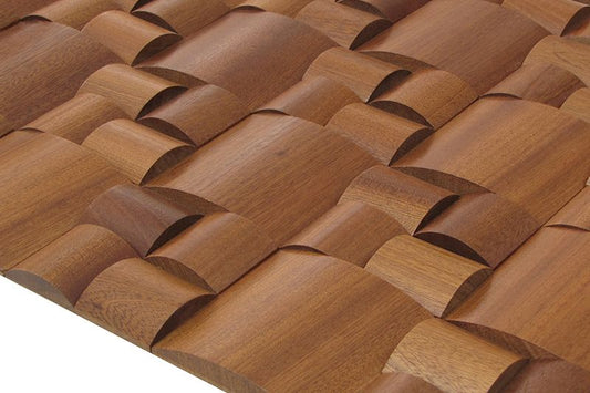 Sapele Pattern Straw Mesh-mounted Wood Mosaic Wall Tile - Livfloors Collection