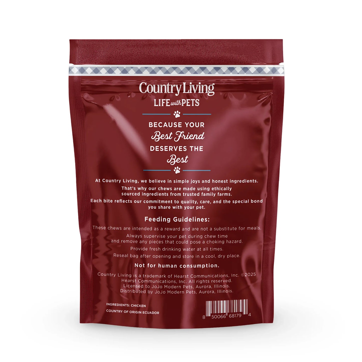 Country Living 4”-5” Beef Flavored Chicken Sausage Dog Treats – 15 Count Bag – Soft & Chewy, High-Protein Training & Reward Treats – Grain-Free, No Artificial Flavors or Preservatives