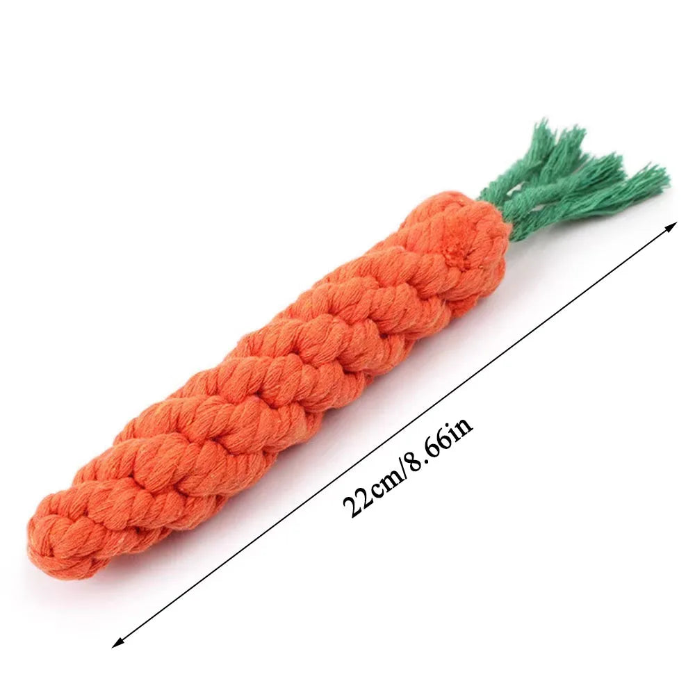 Carrot Rope Dog Chew Toy – Durable Cotton Molar Toy for Puppies & Dogs