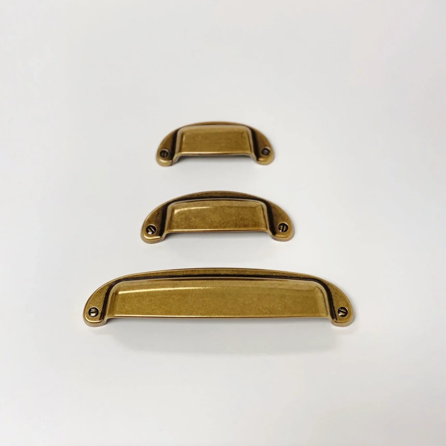 Drawer Cup Pull "Capri" in Antique Brass - Brass Cabinet Hardware