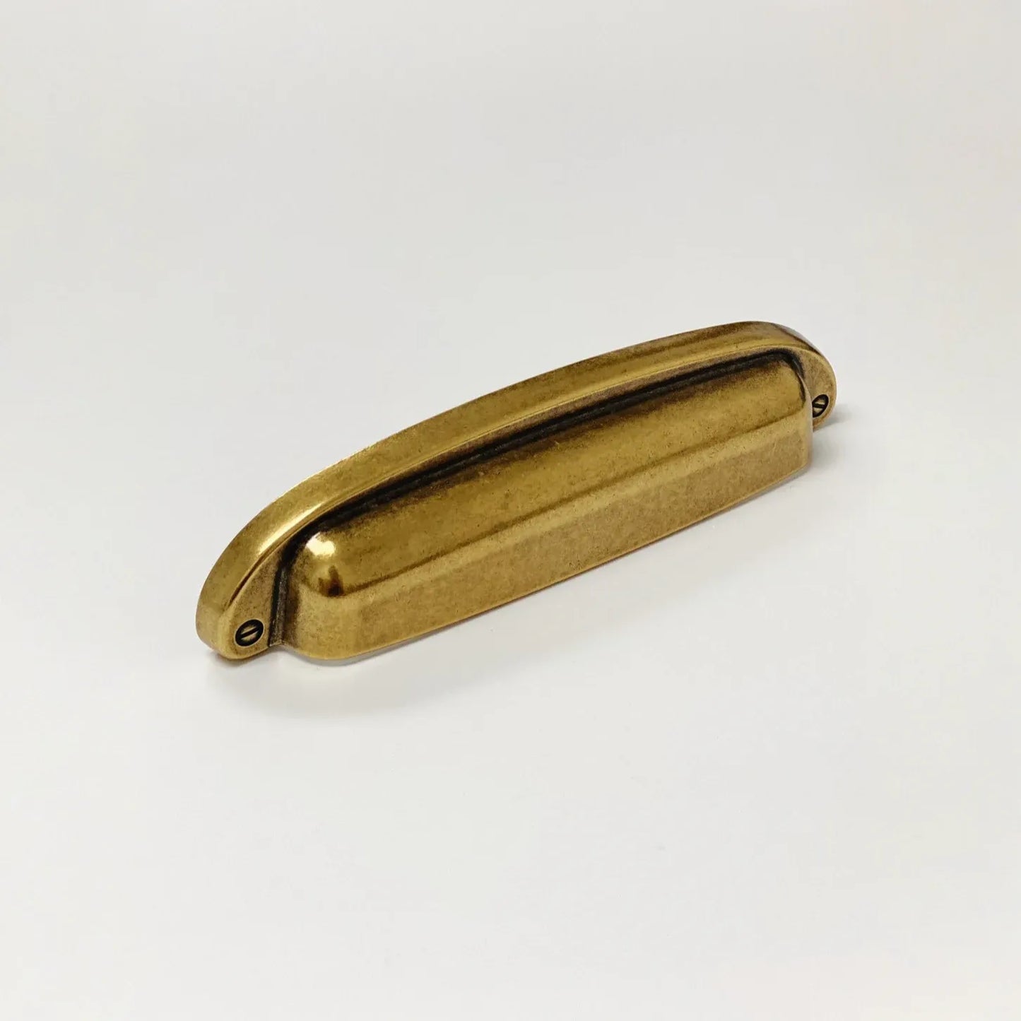 Drawer Cup Pull "Capri" in Antique Brass - Brass Cabinet Hardware