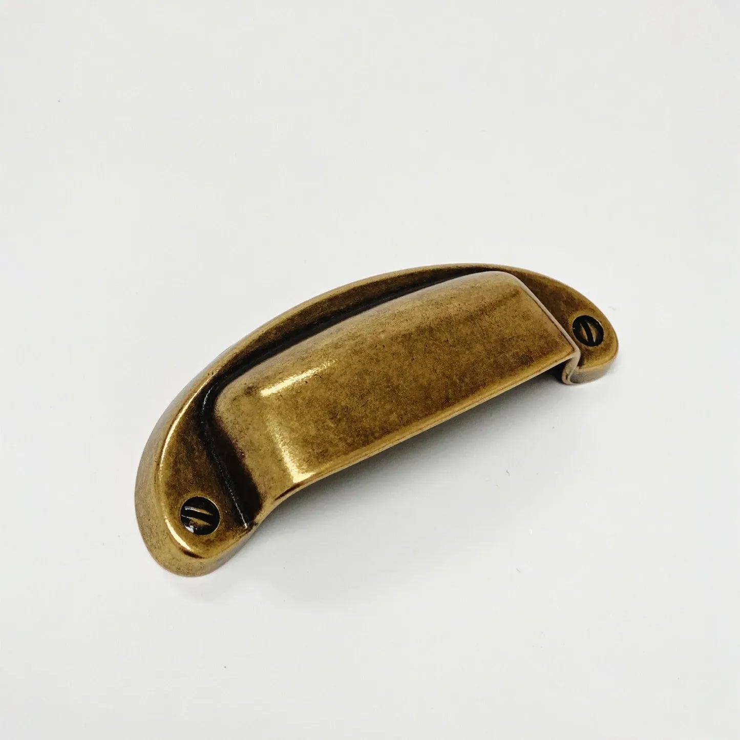 Drawer Cup Pull "Capri" in Antique Brass - Brass Cabinet Hardware