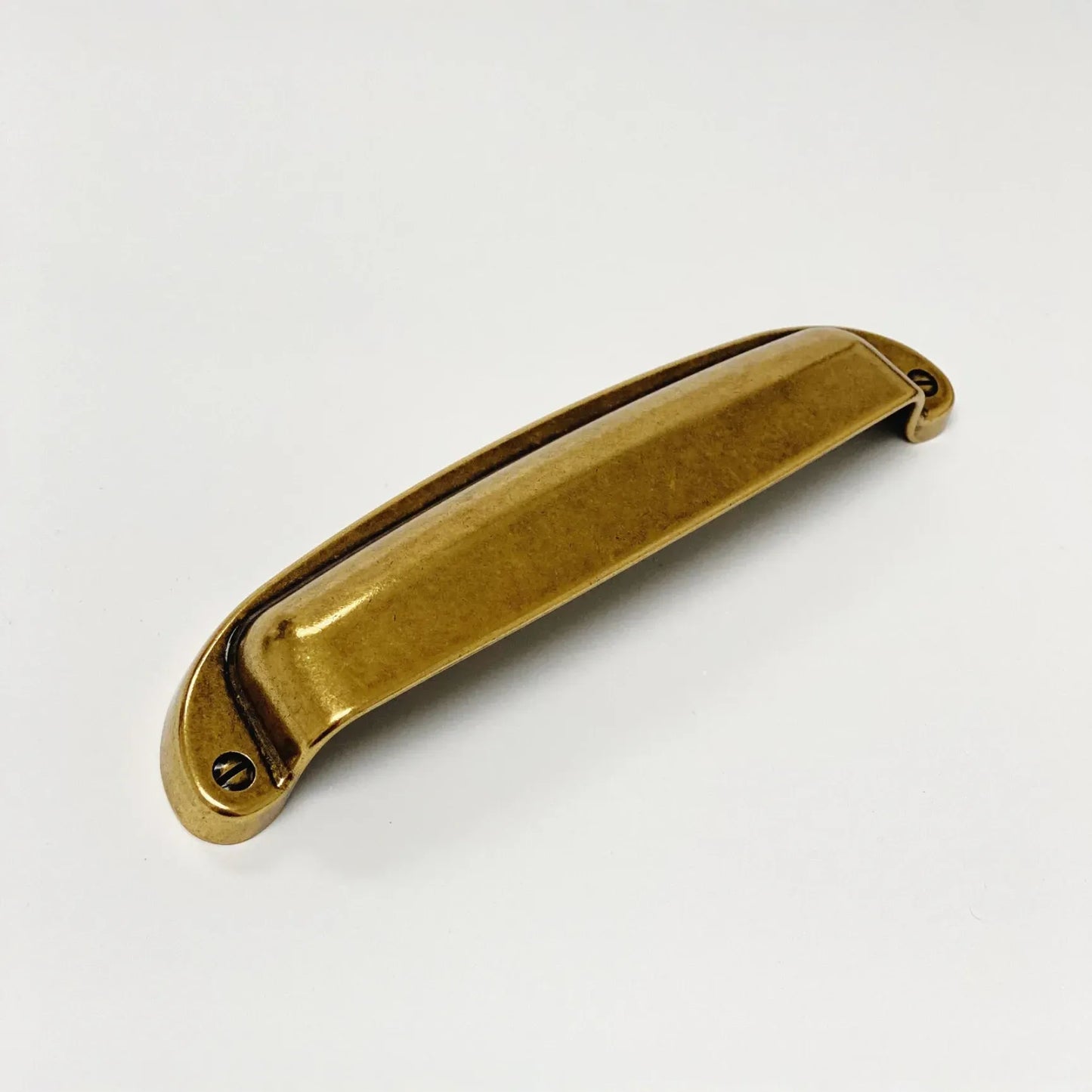 Drawer Cup Pull "Capri" in Antique Brass - Brass Cabinet Hardware