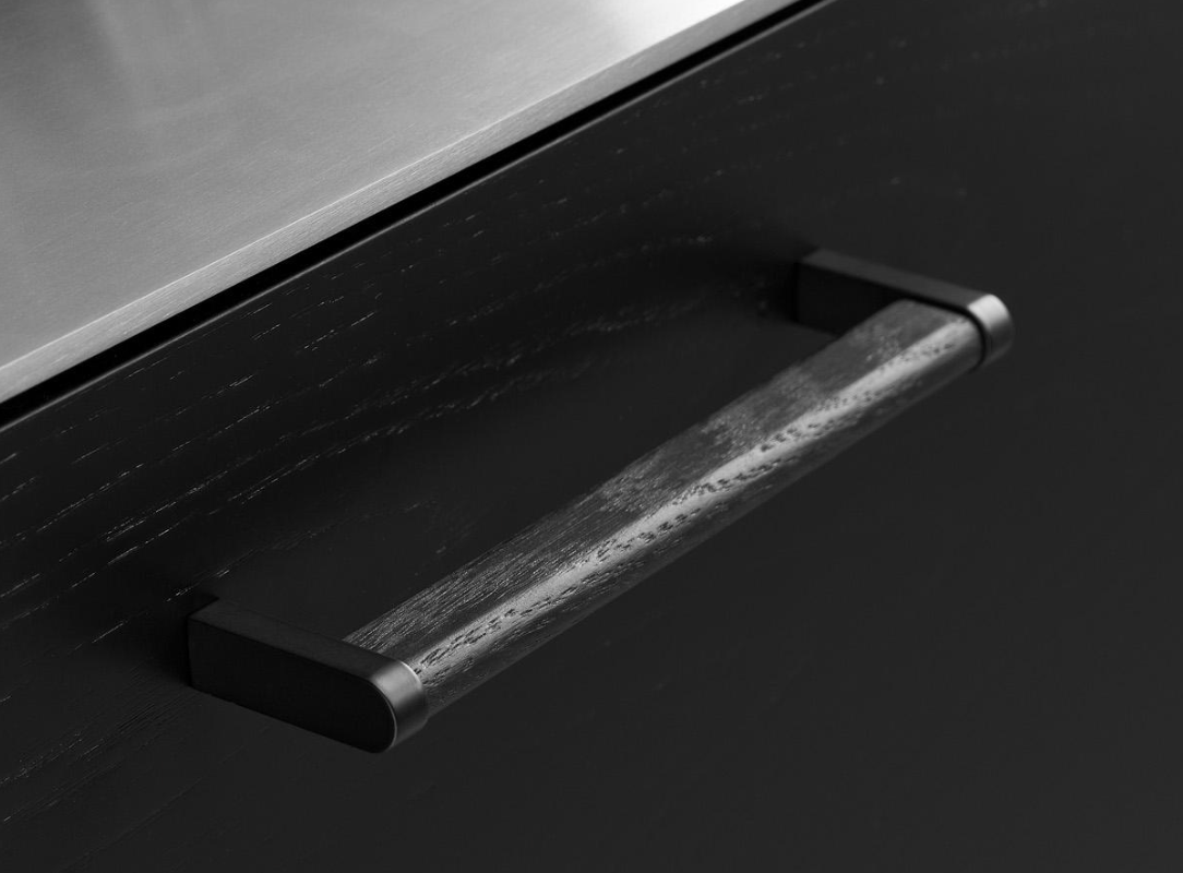 Black Wood and Metal "Crossing" Cabinet Knob and Drawer Handles