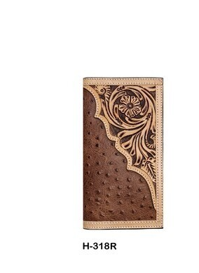 Wallet Rodeo Ostrich embossed with floral upper tooling