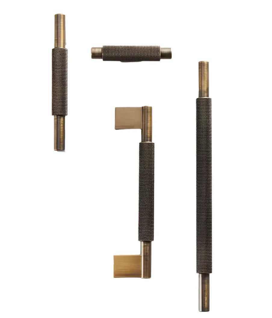 Antique Brass Cabinet Pulls & Knobs - Luxury Knurled Solid Brass Hardware – Industrial Modern Hardware