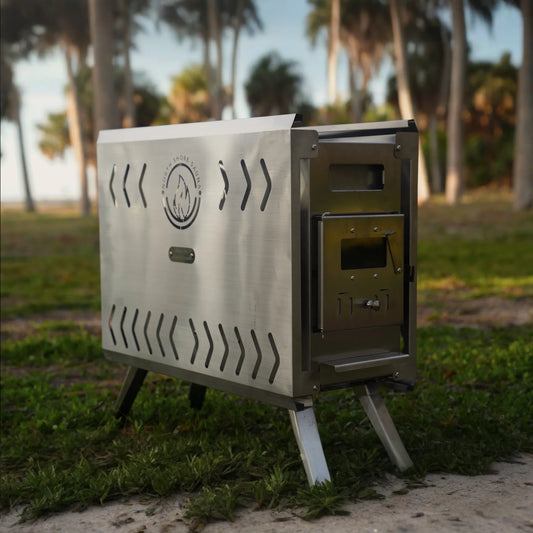 Sauna Tent Wood Stove | Portable | Brushed Stainless