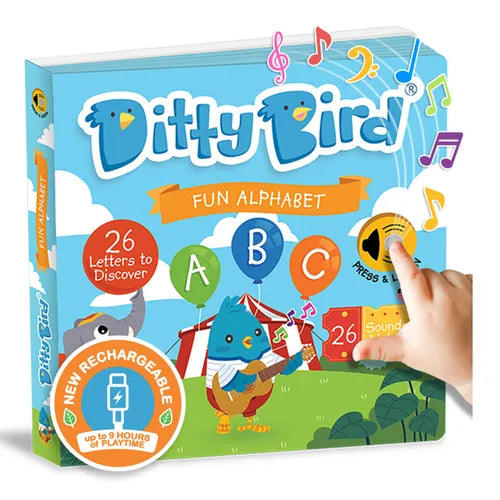 Ditty Bird ABC Fun Alphabet Interactive Sound Book for Toddlers 1- 3 Musical Books for Preschoolers Early Learning Toy