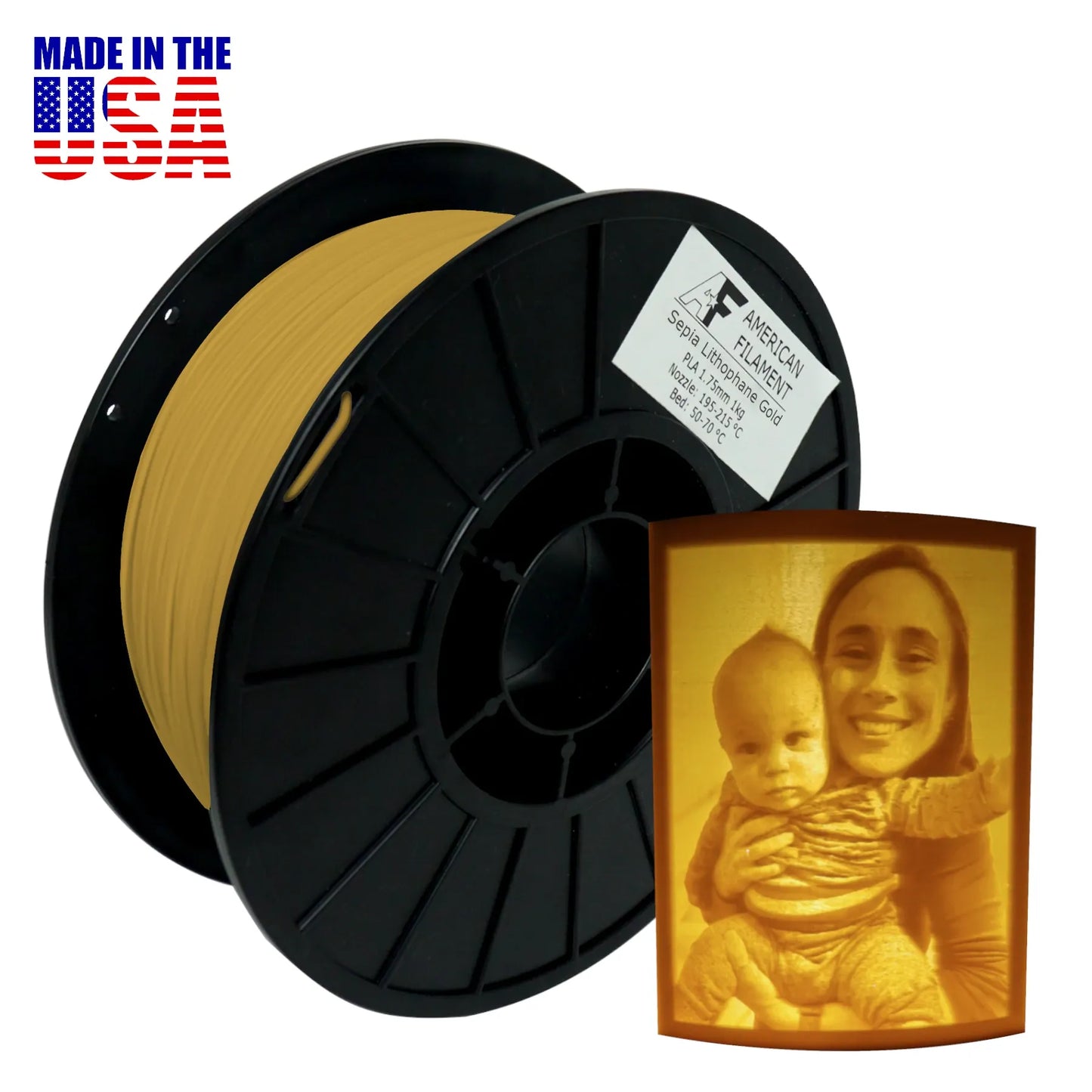 Sepia Lithophane (NEW AND IMPROVED!) AF 1.75mm PLA Filament - created by Lithophane Maker!