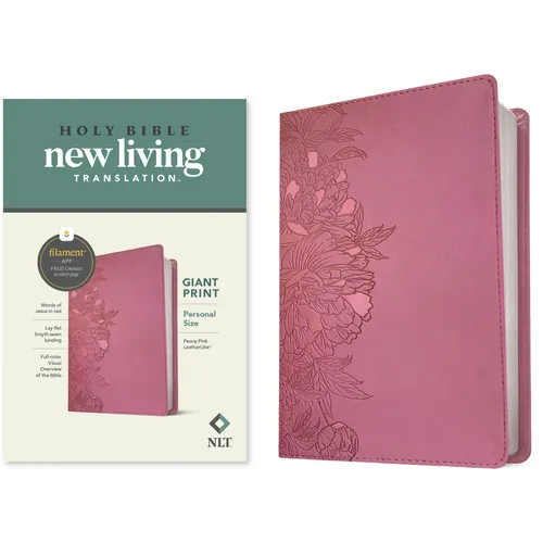 NLT Personal Size Giant Print Bible, Filament Enabled Edition (Red Letter, Leatherlike, Peony Pink)