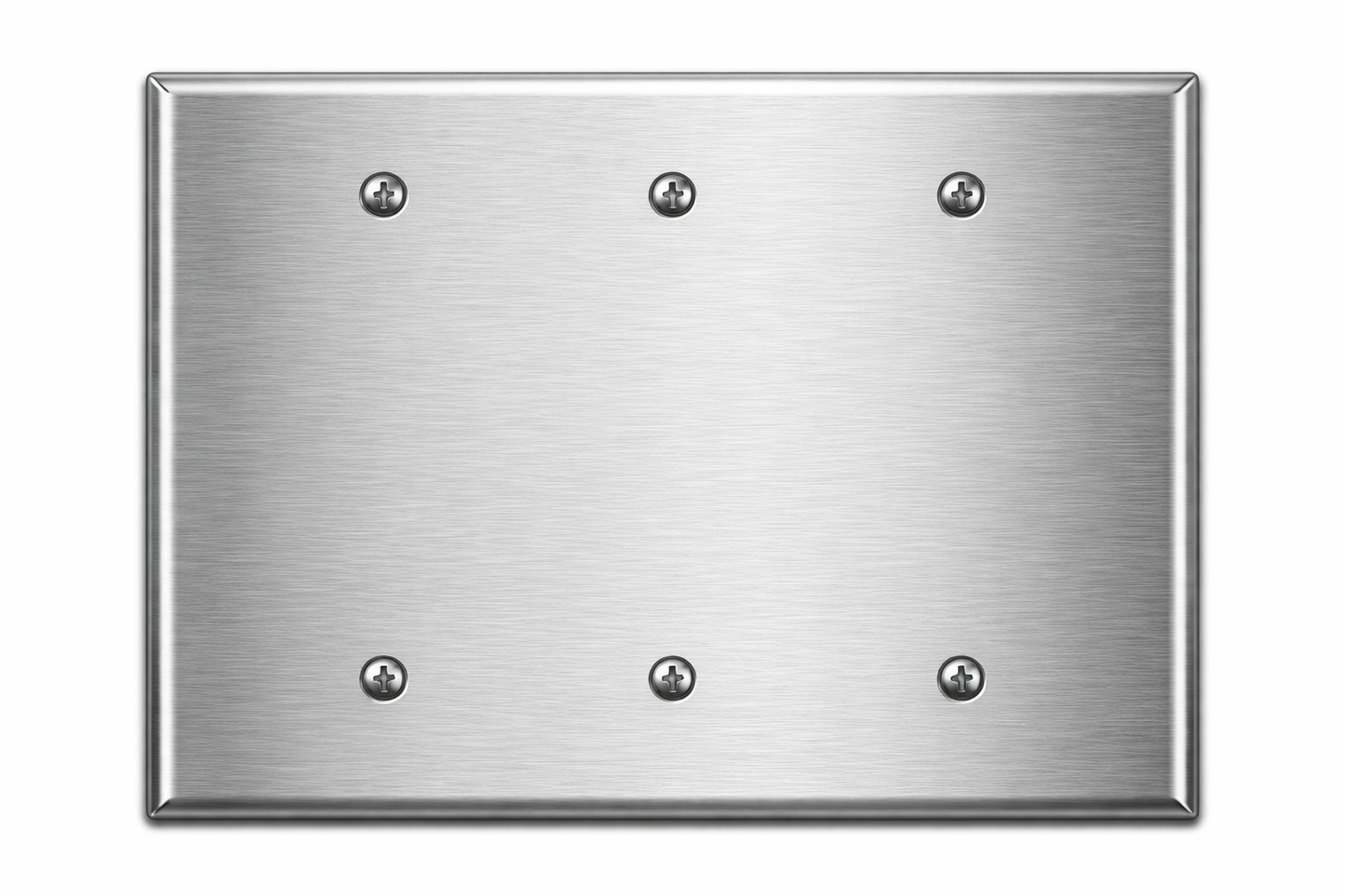 3-Gang Blank, Oversize, Stainless Steel Metallic Finish Wallplate