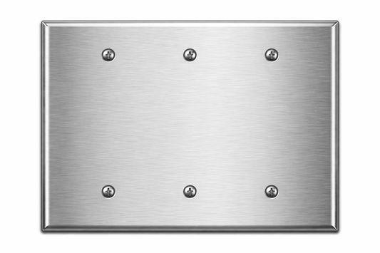 3-Gang Blank, Oversize, Stainless Steel Metallic Finish Wallplate
