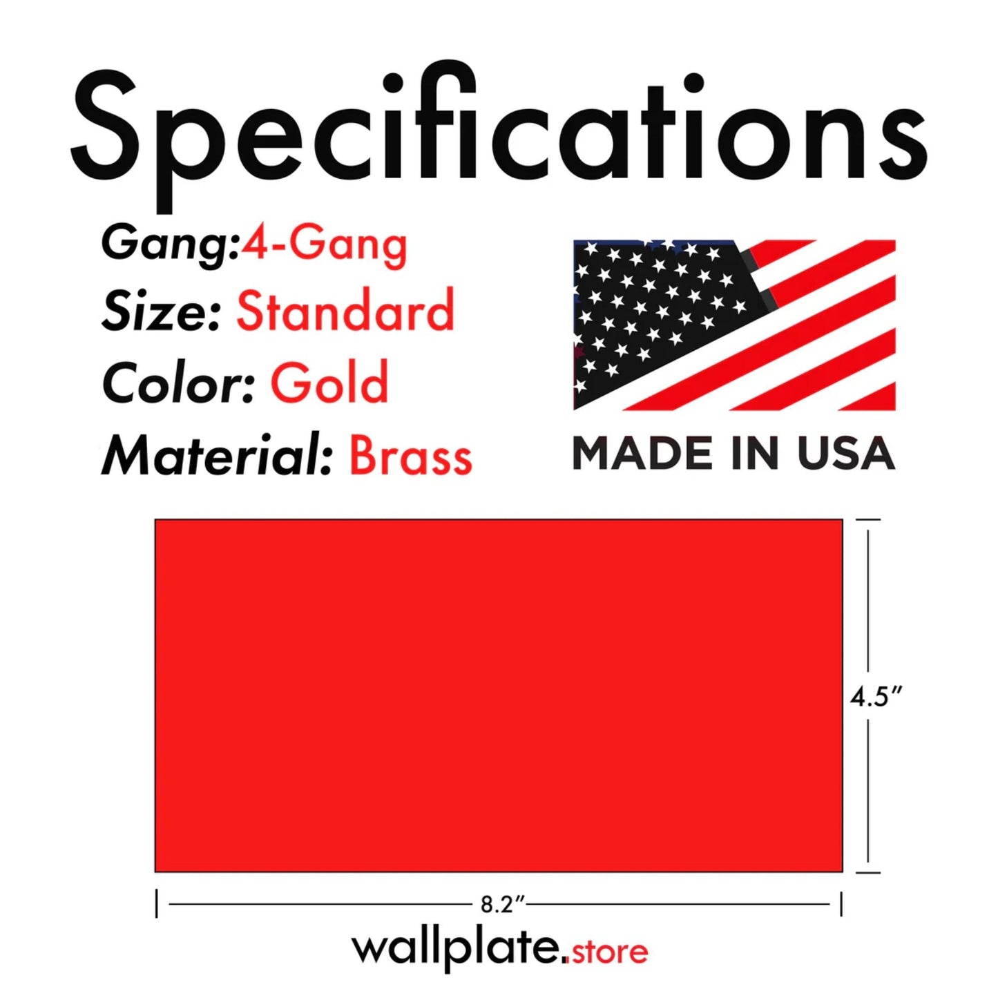 4-Gang Blank, Standard Size, Satin Brass Painted Metal Wallplate