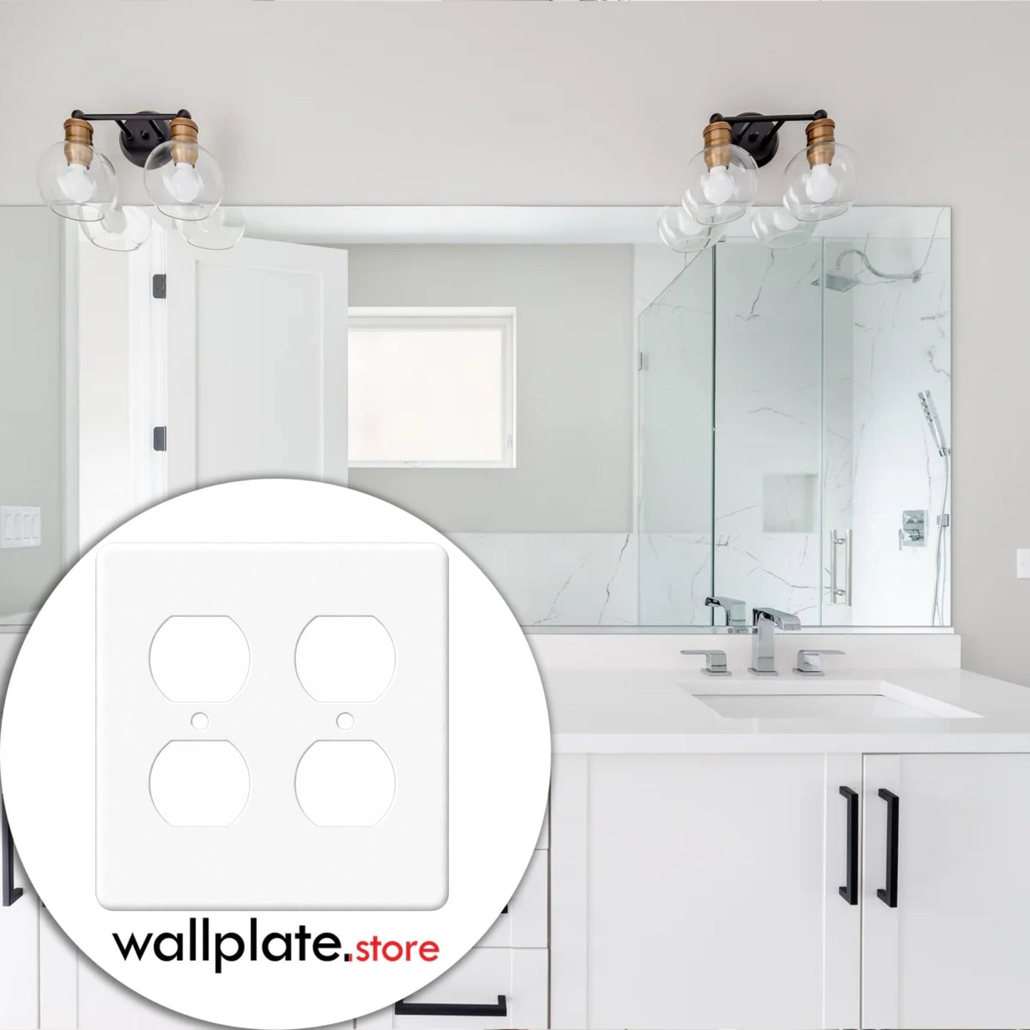 2-Gang Duplex, Princess Size, White Painted Metal Wallplate