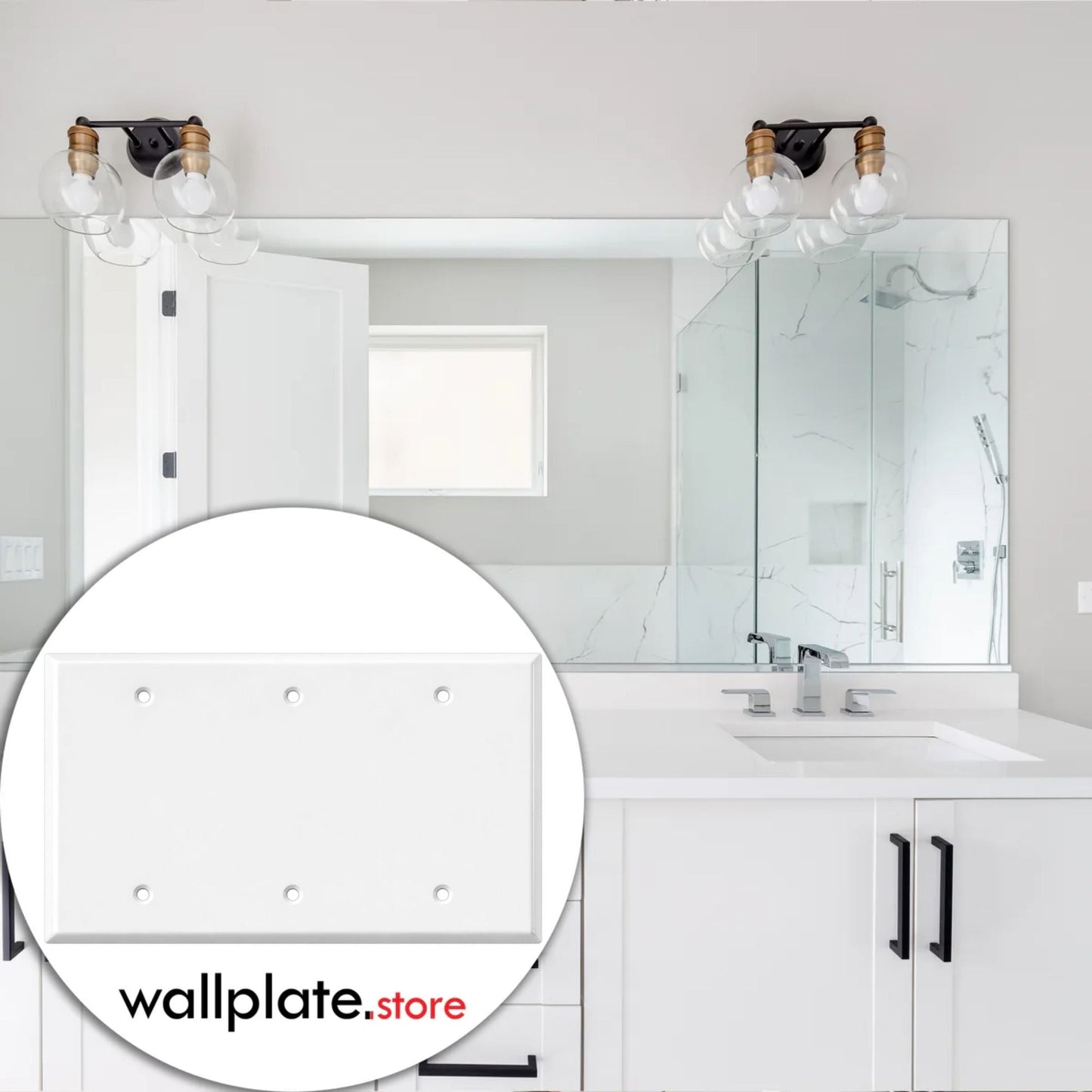 3-Gang Blank, Standard Size, White Painted Metal Wallplate