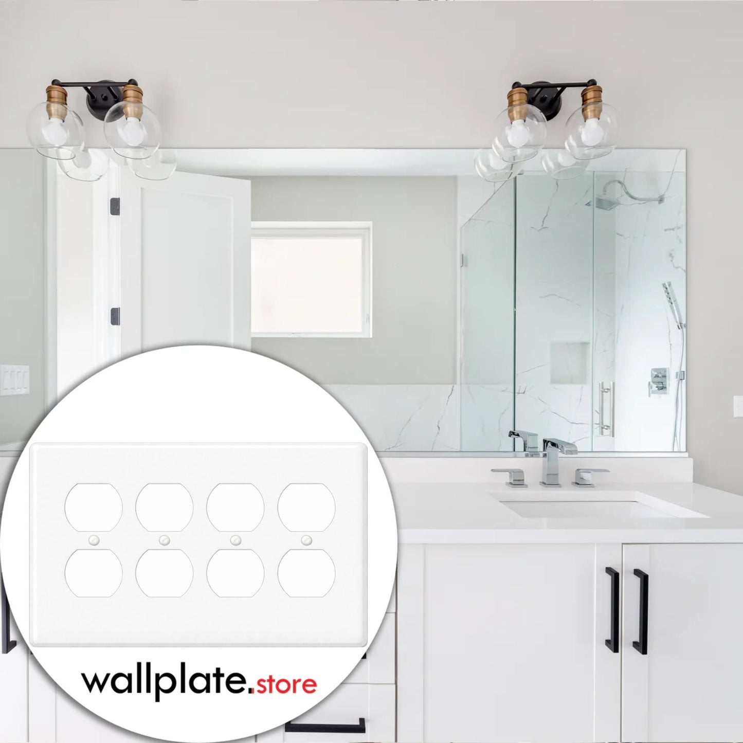 4-Gang Duplex, Princess Size, White Painted Metal Wallplate