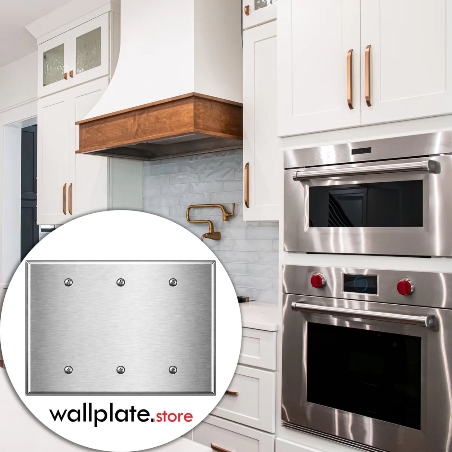 3-Gang Blank, Oversize, Stainless Steel Metallic Finish Wallplate