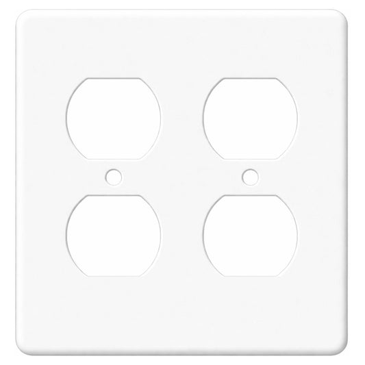 2-Gang Duplex, Princess Size, White Painted Metal Wallplate