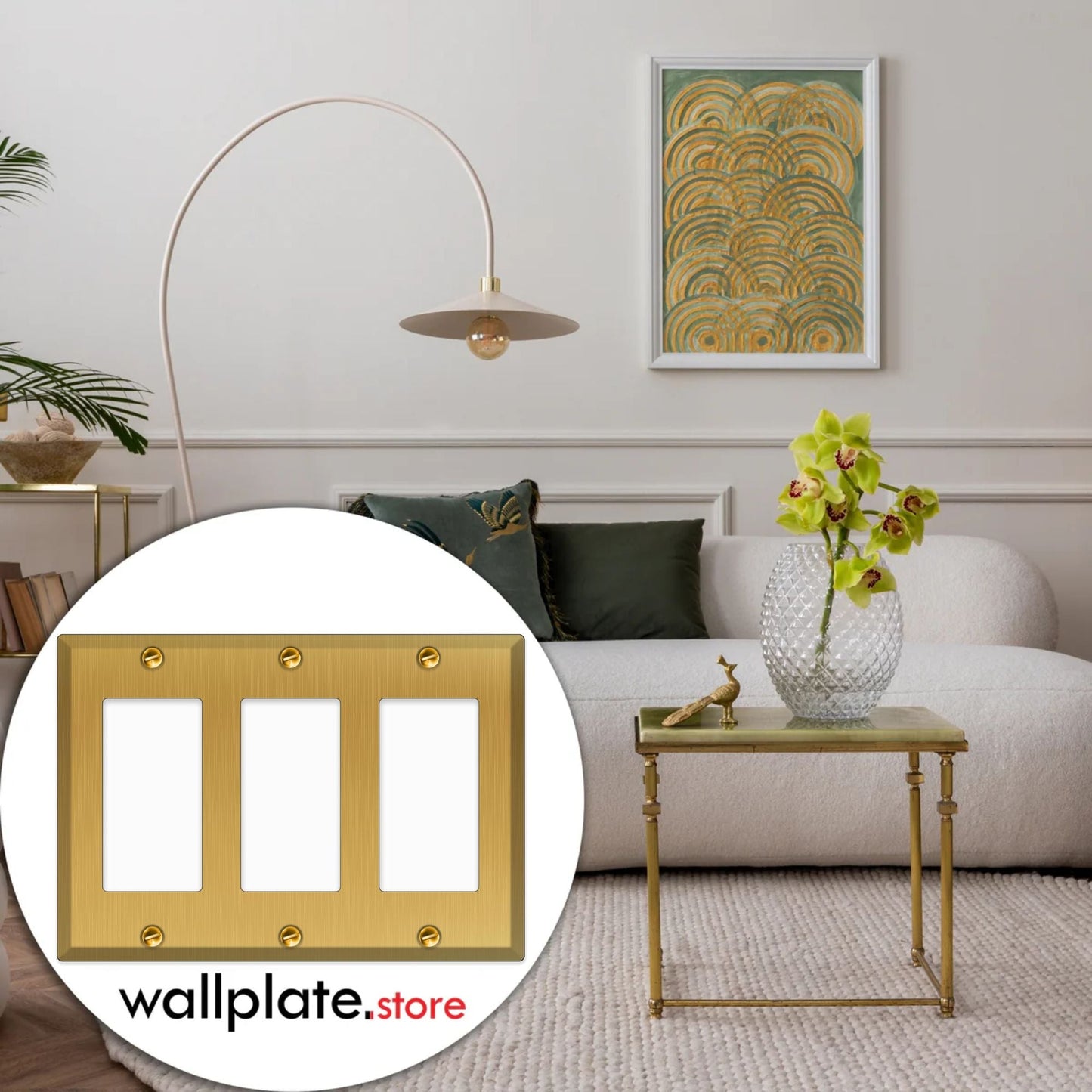 3-gang GFI, Standard Size, Satin Brass Wallplate
