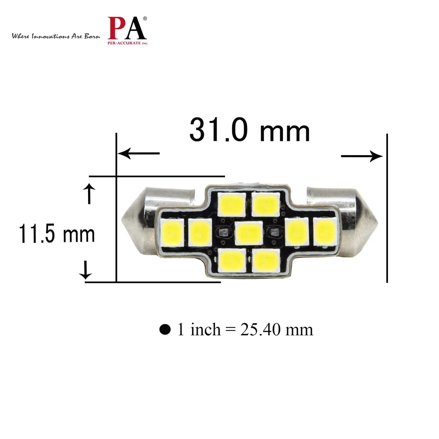 SAMURAI LED Automotive Festoon Bulb (White) with 360 lumen!
