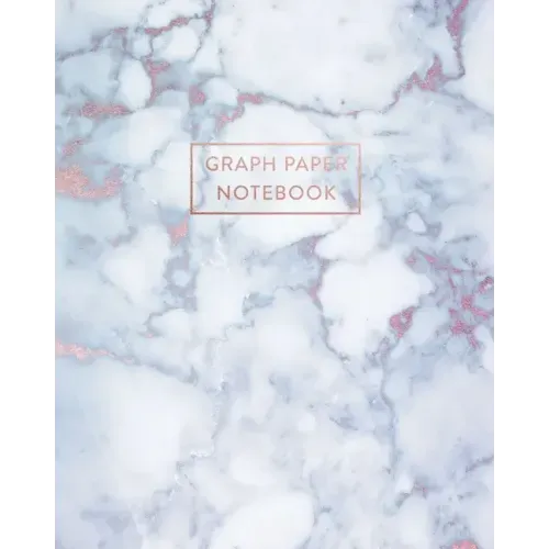 Graph Paper Notebook: Radiant Moonstone, White Grey Marble - 8 x 10 - 5 x 5 Squares per inch - 100 Quad Ruled Pages - Cute Graph Paper Compo