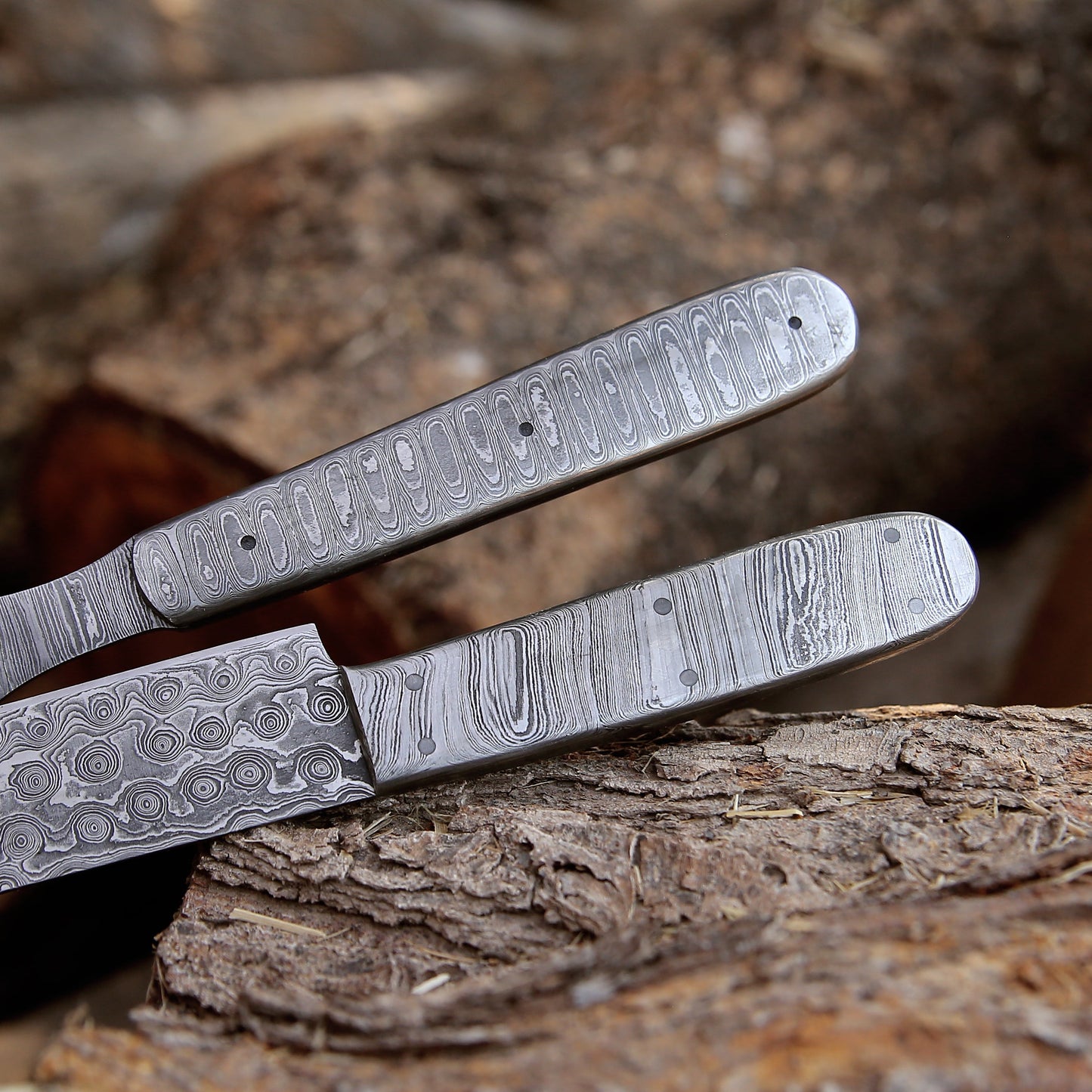 Silverstar Handmade Damascus Steel Carving Knife & Fork Set with Leather Knife Roll