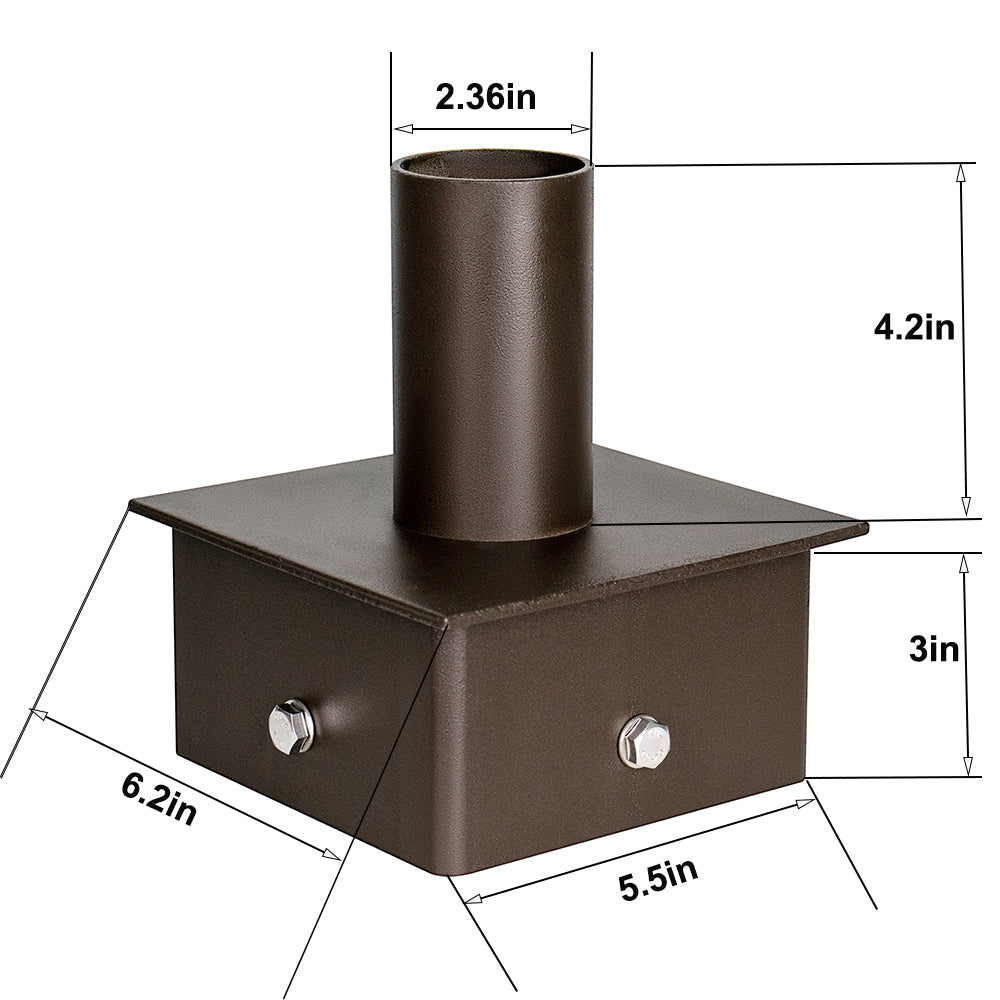 6 Inch Square Pole Tenon Adapter, Slip Fit Mounting Brackets for LED Parking Lot Light, Shoebox Lights