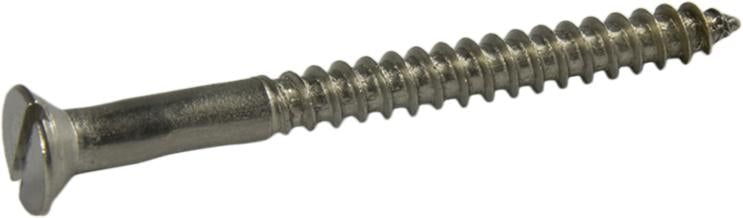 10 x 1 1/2 Slotted Flat Head Wood Screw 304 Stainless Steel